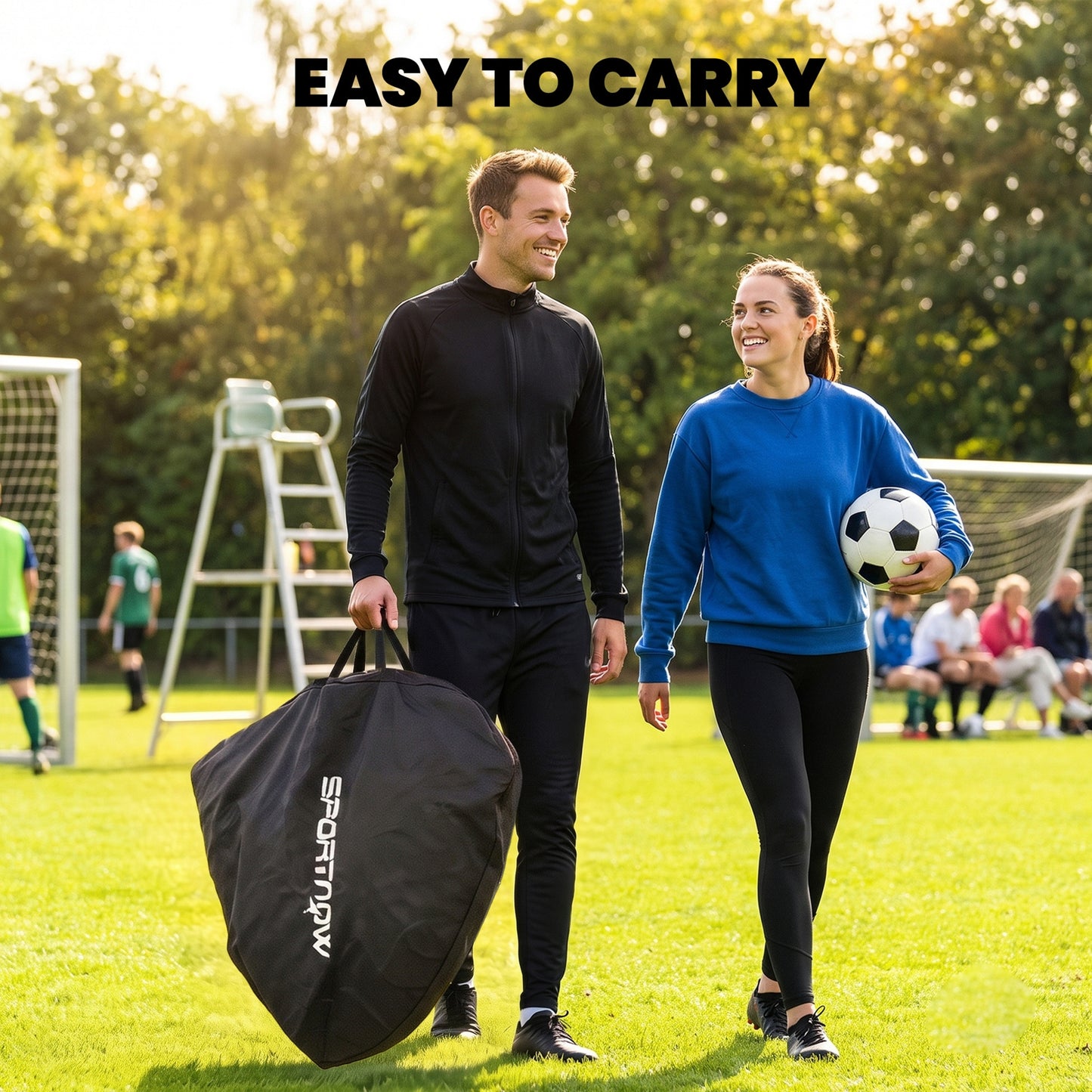 Pop Up Football Goal, 5 x 3.5ft Portable Folding Football Net with Carry Bag, 4 U-Shaped Ground Stakes, Fibreglass Pole, Training Equipment for Indoor and Outdoor Use, Easy Setup