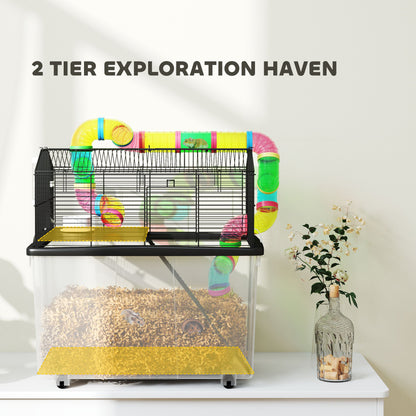 Hamster Cage with 31cm Deep Tray, Tube, 58 x 43 x 57cm