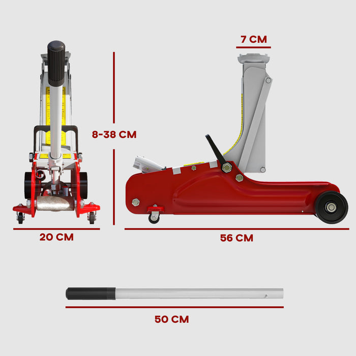 Hydraulic Low Profile Jack 8-38cm 2.5 Ton Racing Car Jack Kit, Red