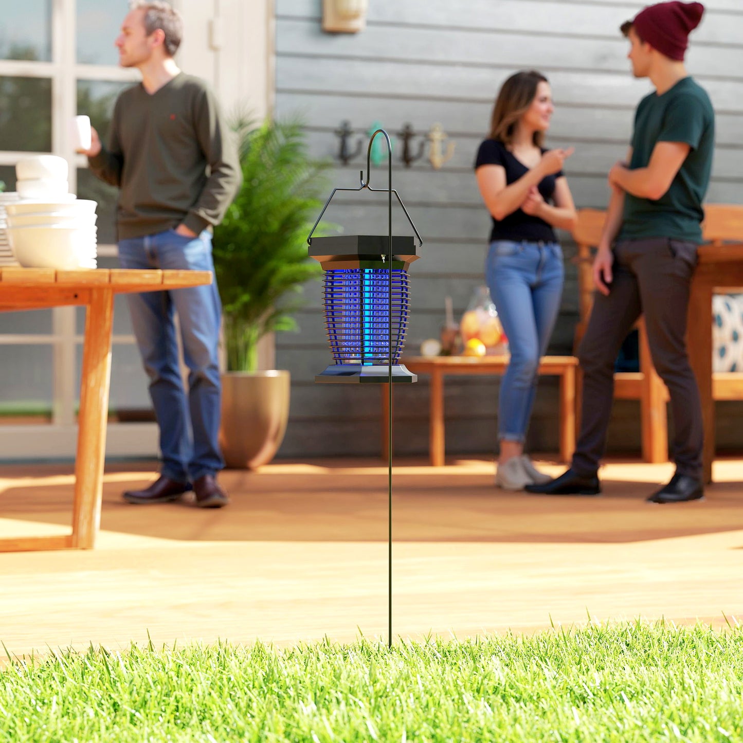 2-in-1 Electric Fly Zapper with UVA Light, Hanging Garden Lantern