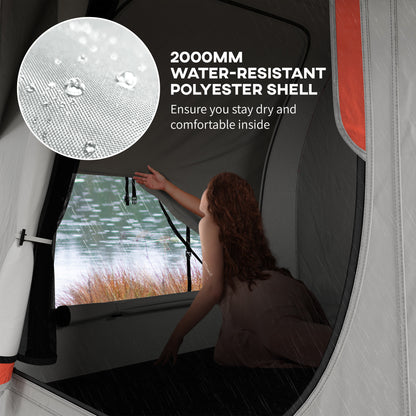 SUV Car Tent for Camping, Waterproof PU2000mm, 5 Man Tailgate Tent, for SUV Van Pickup, 2.4 x 2.1 m, Grey and Orange