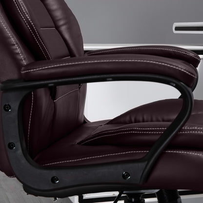 High Back Executive Office Chair 6-Point Vibration Massage Extra Padded Swivel Ergonomic Tilt Desk Seat, Brown