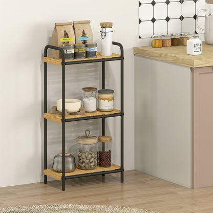 3-Tier Bamboo Bathroom Shelf, Freestanding Shelving Unit, Natural