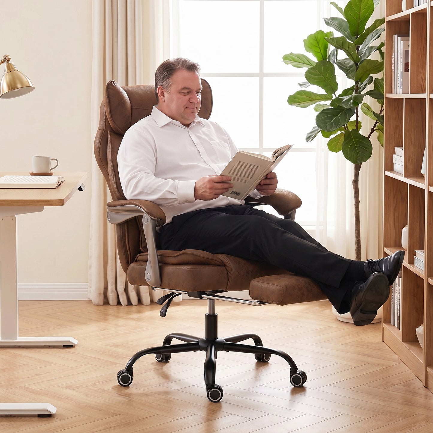 Big and Tall Office Chair with Lumbar Support, Dark Brown