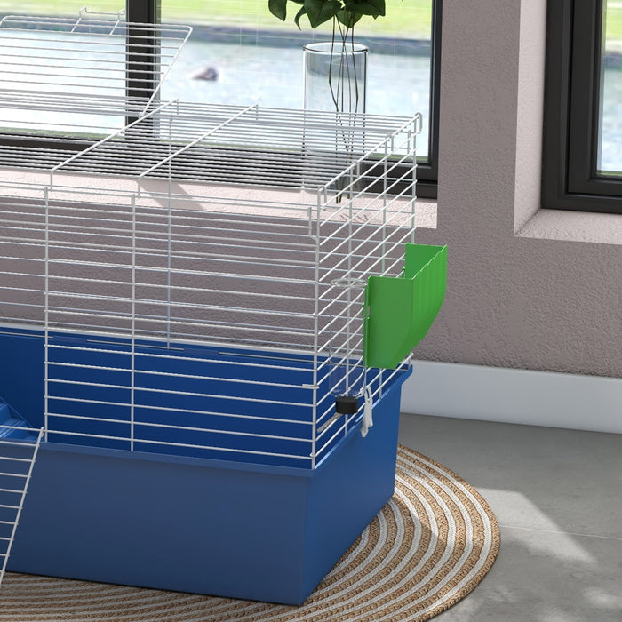 Small Animal Cage, Rabbit Guinea Pig Hutch, Pet Playhouse, Blue