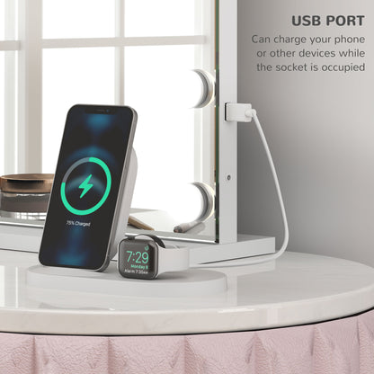 Hollywood Vanity Mirror with Lights, 10X Magnifying, USB Port, White