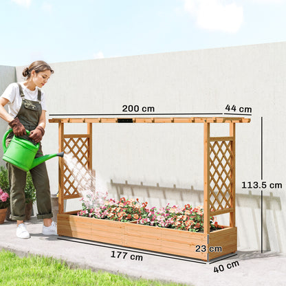 Raised Bed for Garden with Trellis, 200 x 44 x 113.5 cm, Natural