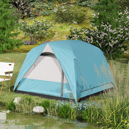 3-4 Person Camping Tent, Waterproof Tent, Navy Blue and Light Blue