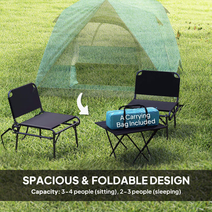 3-4 Person Camping Tent, Waterproof Tent, Navy Blue and Light Blue