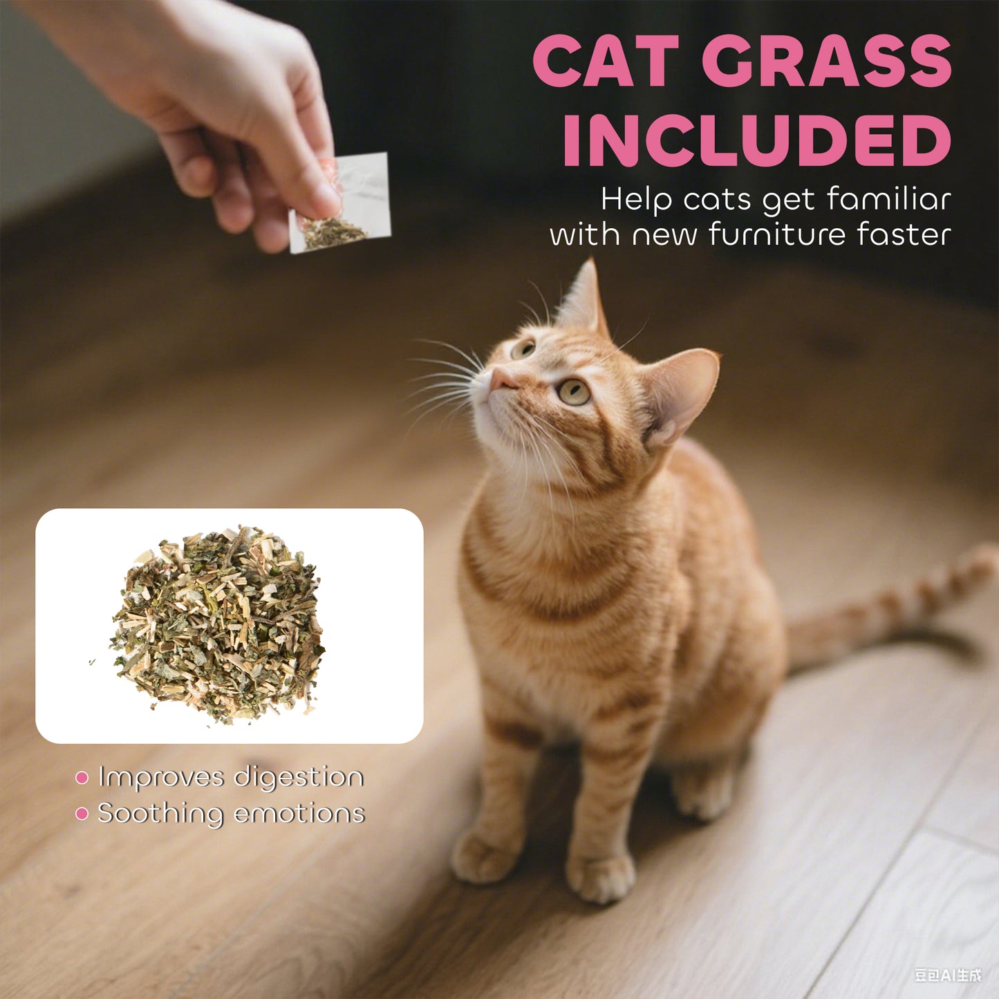 2-in-1 Cat Scratching Board House with 4 Paw-Shaped Vents, Pink