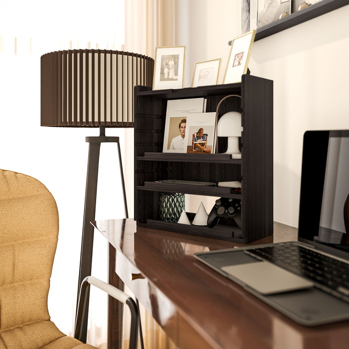 4-Tier Desktop Organiser with Cable Management for Stationery Dark Brown