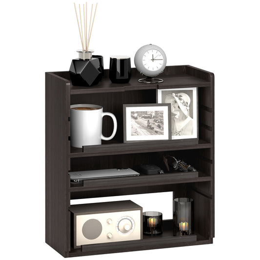 4-Tier Desktop Organiser with Cable Management for Stationery Dark Brown