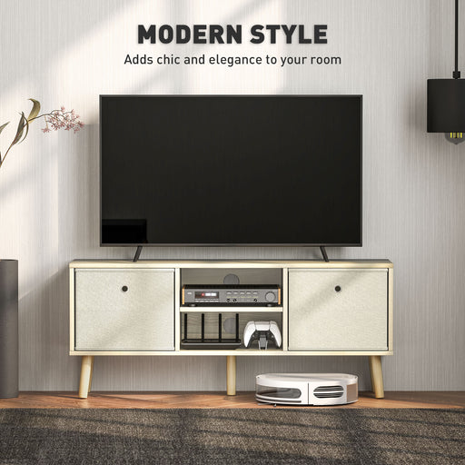 Modern TV Cabinet Stand w/ Shelves & Drawers, Bedroom Natural