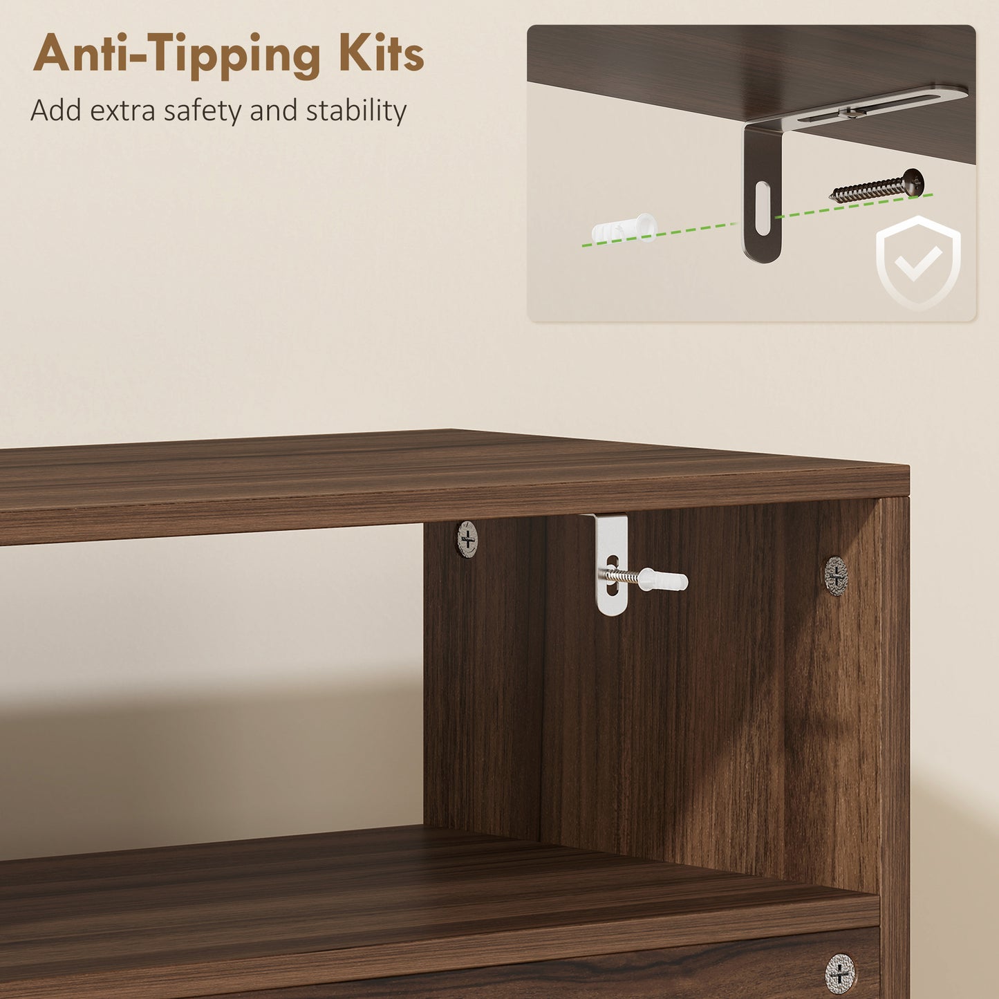 Narrow Shoe Cabinet with 2 Flip Drawers, Modern Shoe Storage Cabinet