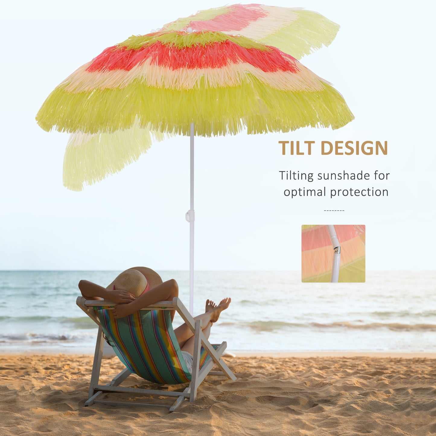 Garden Patio Hawaii Beach Sun Umbrella Sunshade Outdoor Folding Tilting Parasol