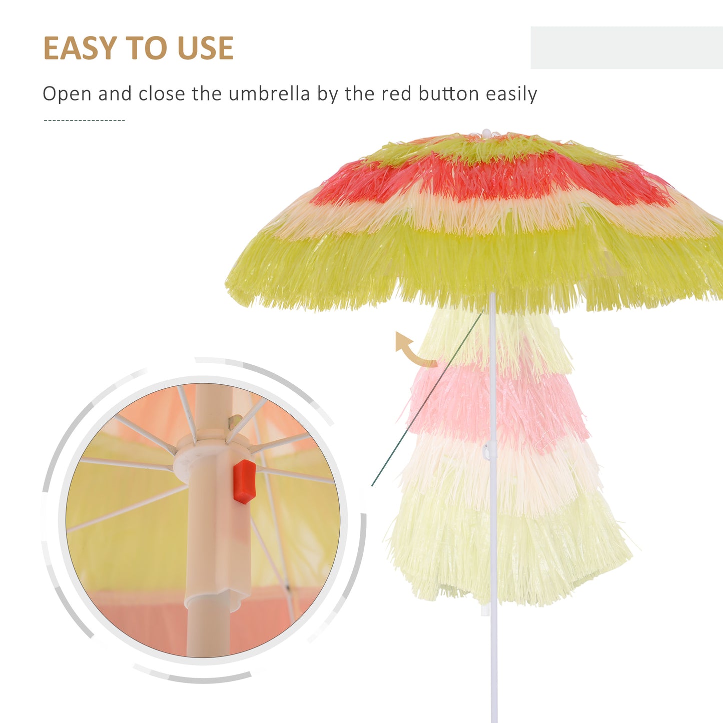 Garden Patio Hawaii Beach Sun Umbrella Sunshade Outdoor Folding Tilting Parasol