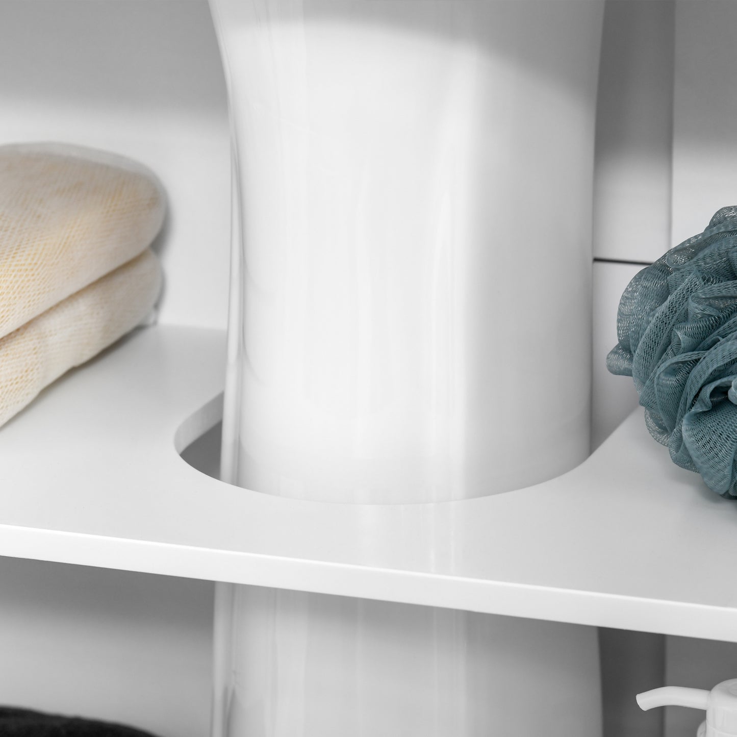 Bathroom Pedestal Under Sink Cabinet with Storage Shelf, 2 Doors, White