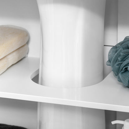 Bathroom Pedestal Under Sink Cabinet with Storage Shelf, 2 Doors, White