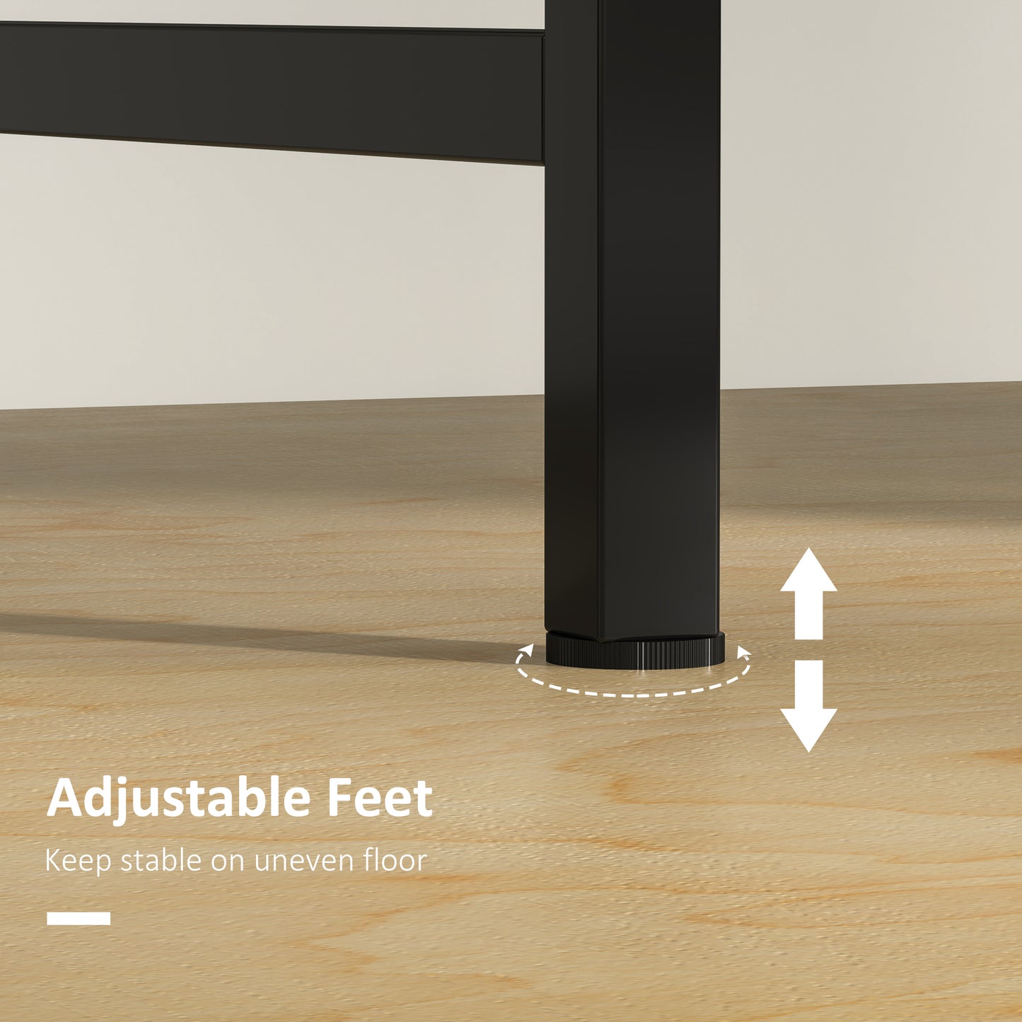 2-Tier Writing Desk Metal Frame with Storage Shelf Rustic Brown