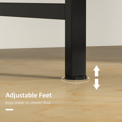 2-Tier Writing Desk Metal Frame with Storage Shelf Rustic Brown