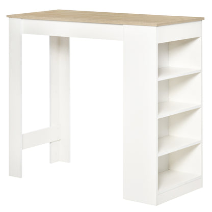 Bar Table Coffee Table Kitchen Dining Table with 4-Tier Shelf Natural