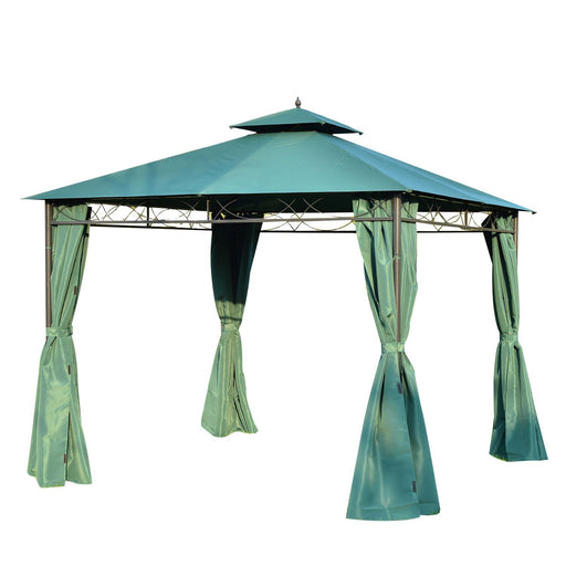 3(m) x 3(m) Metal Garden Gazebo Marquee Party Tent Patio Canopy Pavilion + Sidewalls - Green