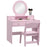 Kids Dressing Table Set w/ Stool, Mirror, Drawers - Pink