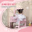 Kids Dressing Table Set w/ Stool, Mirror, Drawers - Pink