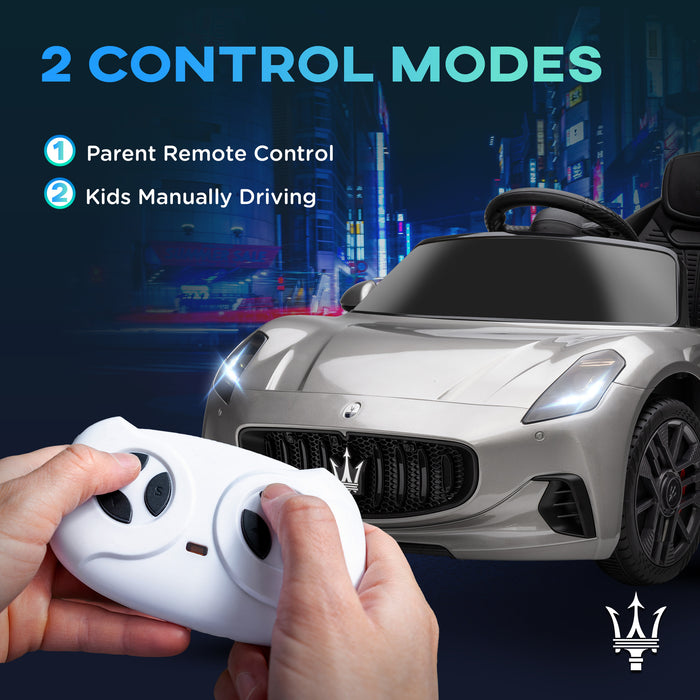 12V Maserati Gran Turismo Folgore Lincesed Kids Electric Car, Grey