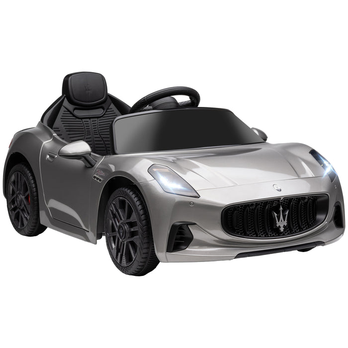 12V Maserati Gran Turismo Folgore Lincesed Kids Electric Car, Grey