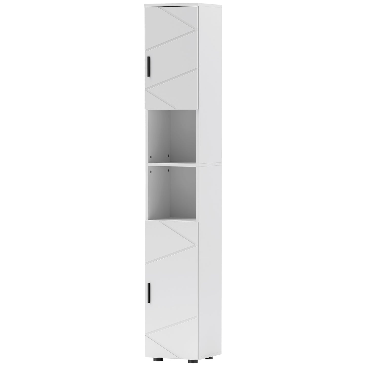 kleankin Tall Bathroom Storage Cabinet with Soft Close Mechanism, White