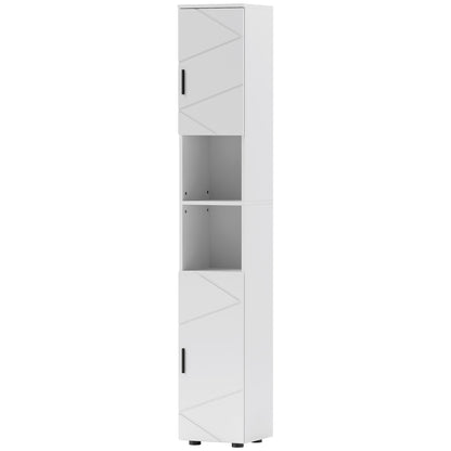 kleankin Tall Bathroom Storage Cabinet with Soft Close Mechanism, White