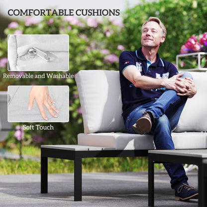 4 Seater Garden L Shaped Corner Sofa Set with Removable Thick Cushions Grey