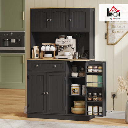 Pantry Storage Cabinet with Adjustable Shelves and 4 Door Racks