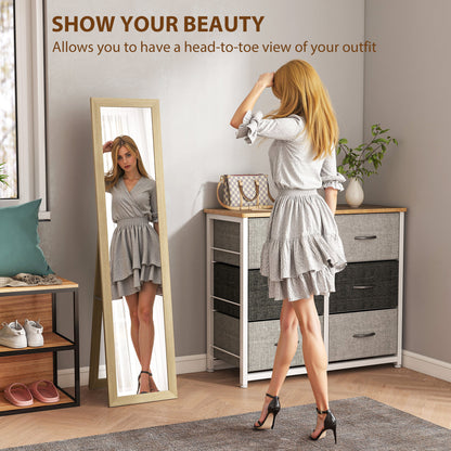 37 x 157 cm Full Length Mirror with Frame for Bedroom, Natural