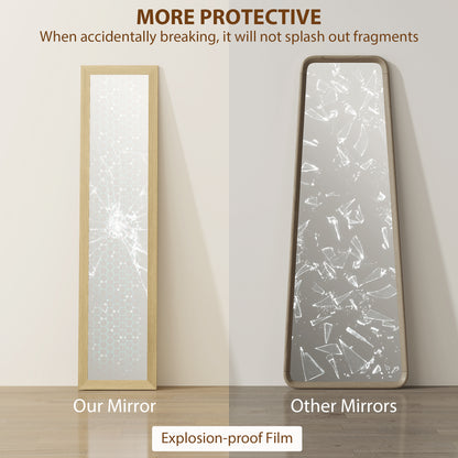 37 x 157 cm Full Length Mirror with Frame for Bedroom, Natural