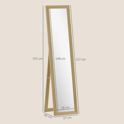 37 x 157 cm Full Length Mirror with Frame for Bedroom, Natural