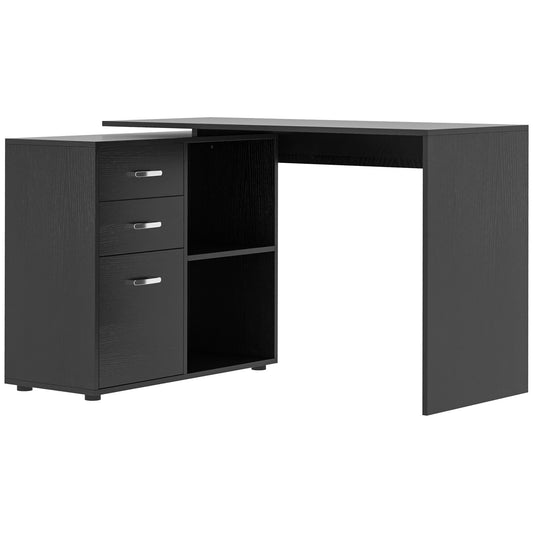 Computer Desk Table Workstation L Shape File Cabinet Black Home Office
