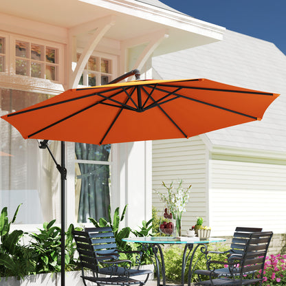 3(m) Cantilever Parasol Banana Umbrella w/ Crank, Orange