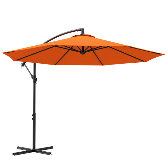 3(m) Cantilever Parasol Banana Umbrella w/ Crank, Orange