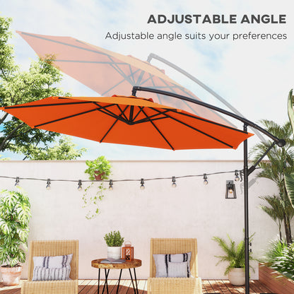 3(m) Cantilever Parasol Banana Umbrella w/ Crank, Orange