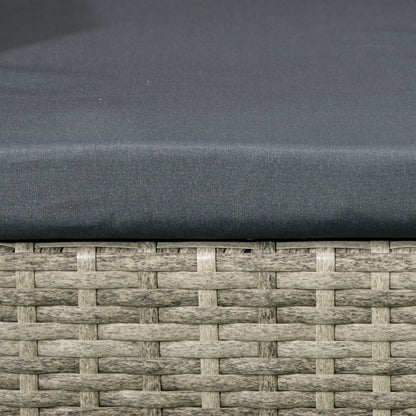 Two-Seat Rattan Chair, with Middle Table - Mixed Grey