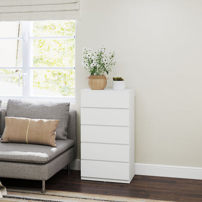 Bedroom Chest of Drawers, 5 Drawers Dresser, Drawer Unit, White