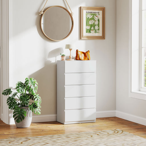 Bedroom Chest of Drawers, 5 Drawers Dresser, Drawer Unit, White