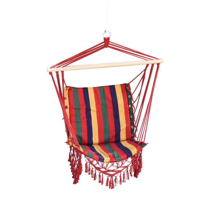 Hammock Chair Swing Colourful Striped Tree Hanging Seat Porch Indoor Outdoor Fabric Garden Furniture