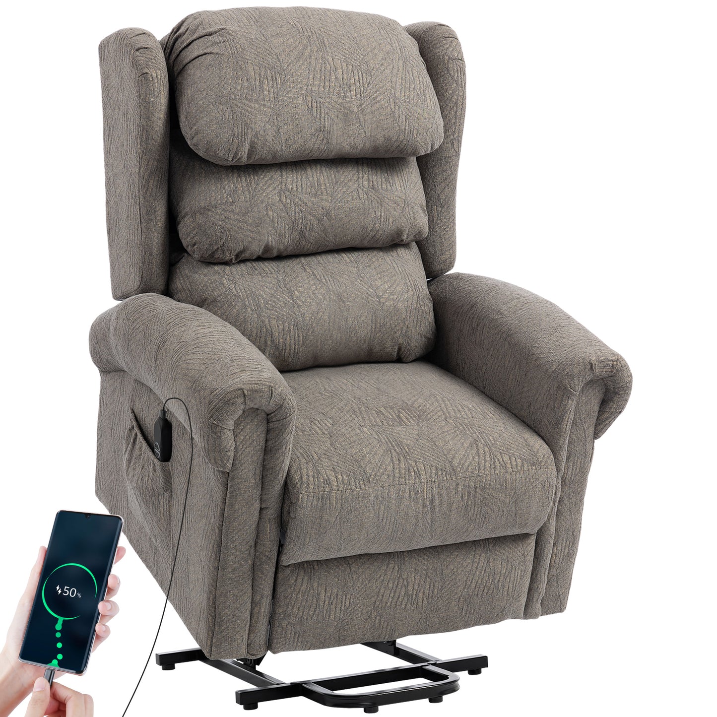 Power Lift Recliner Chair for Elderly with Remote Control, Dark Grey