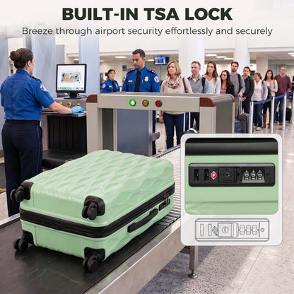 28Inch Suitcase Hard Shell Checked Luggage with TSA Lock, Green