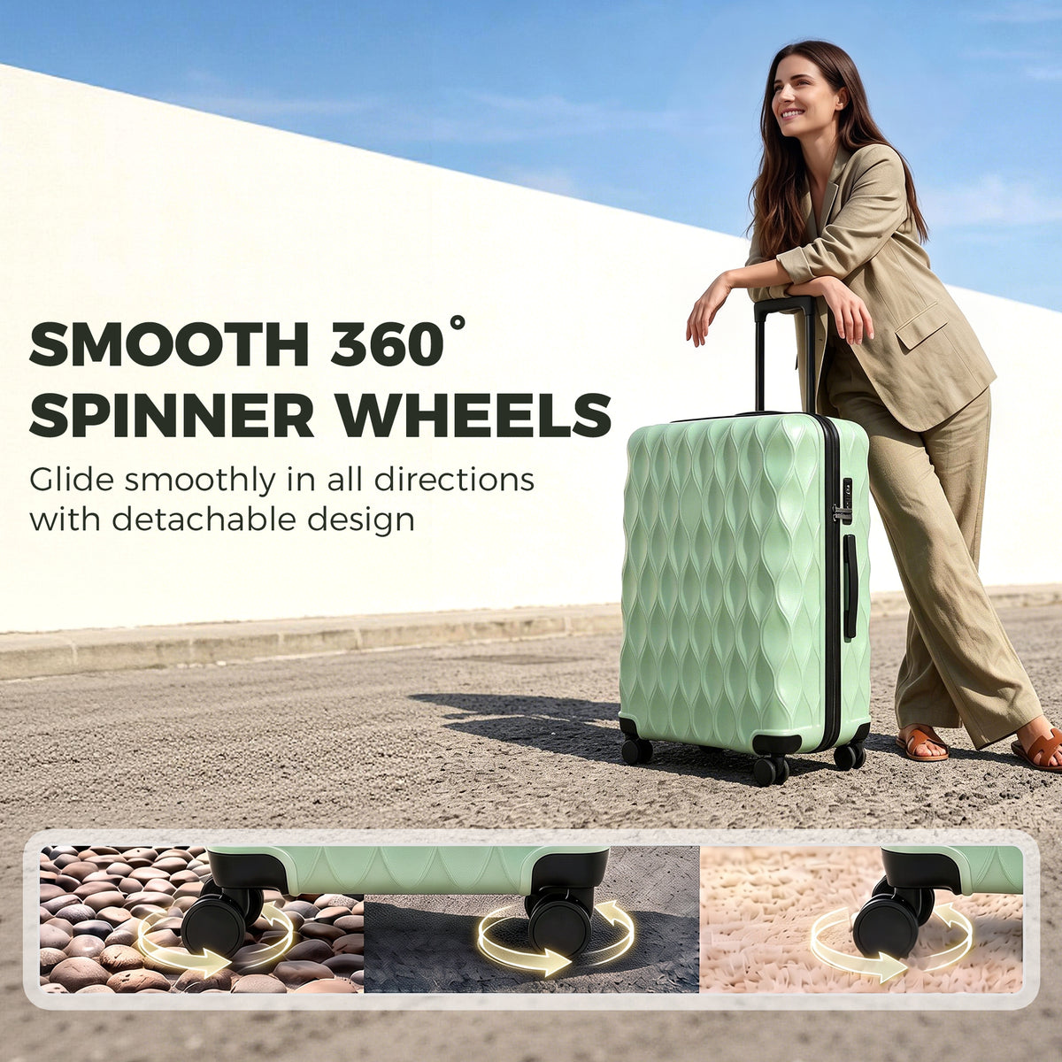 28Inch Suitcase Hard Shell Checked Luggage with TSA Lock, Green