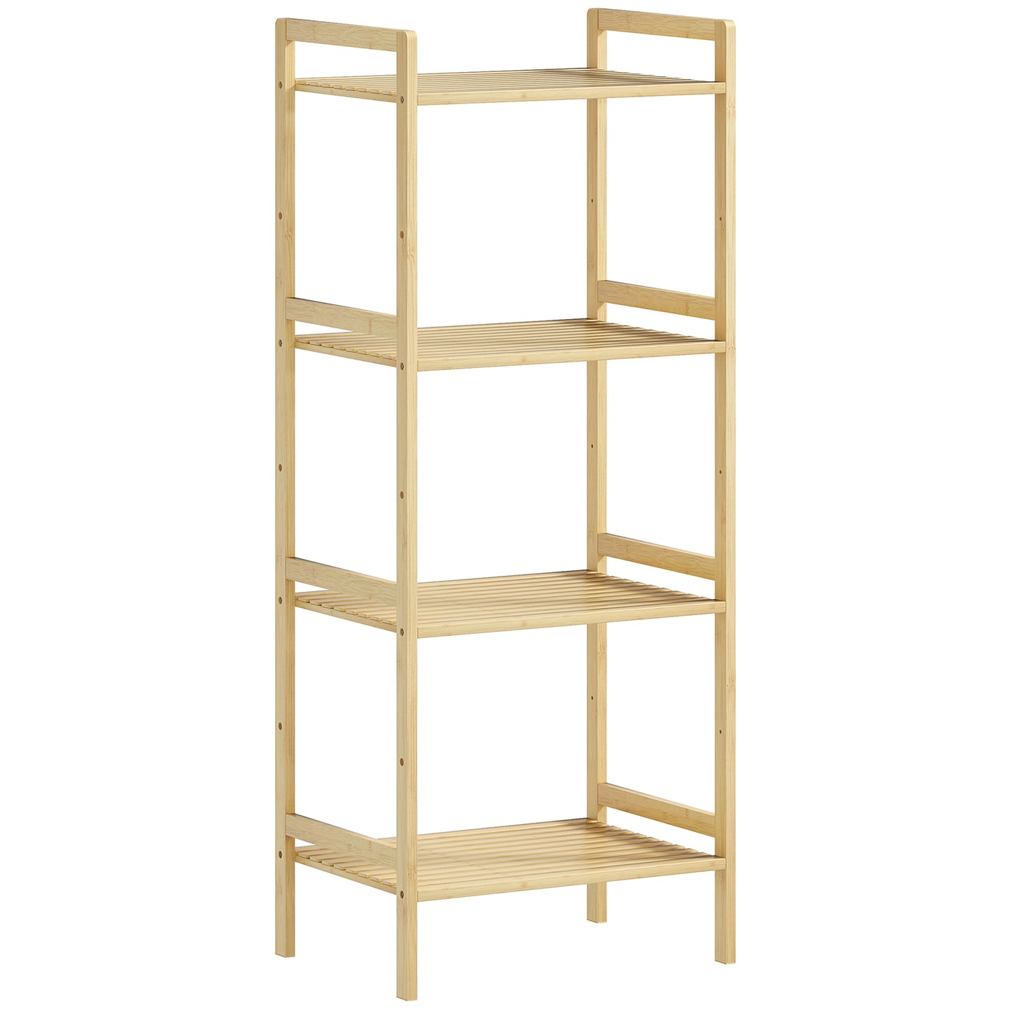 4-Tier Bamboo Bathroom Storage Shelf with Adjustable Rack, Natural
