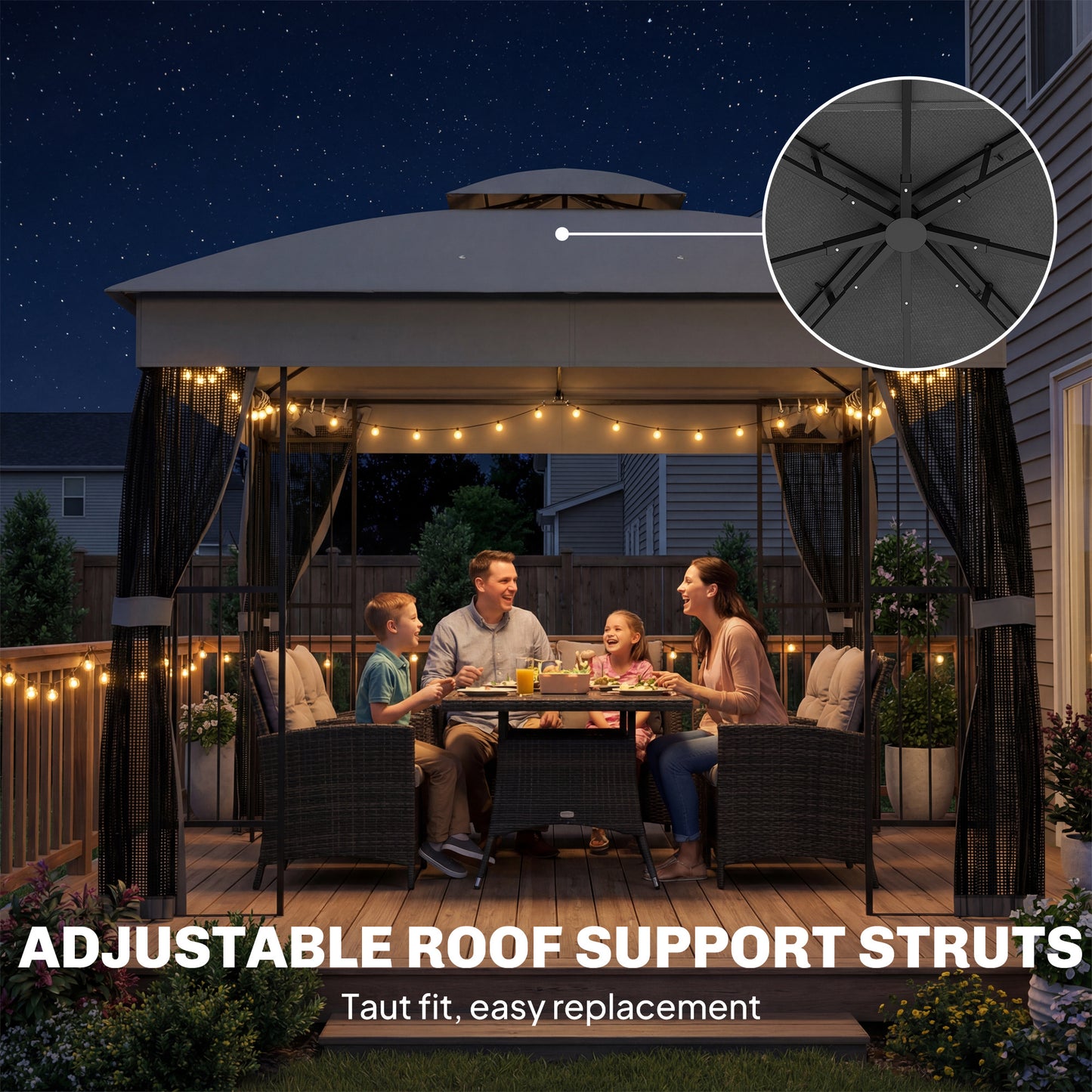 3 x 3 m Garden Gazebo with Shelves, UPF50+ Permanent Gazebo